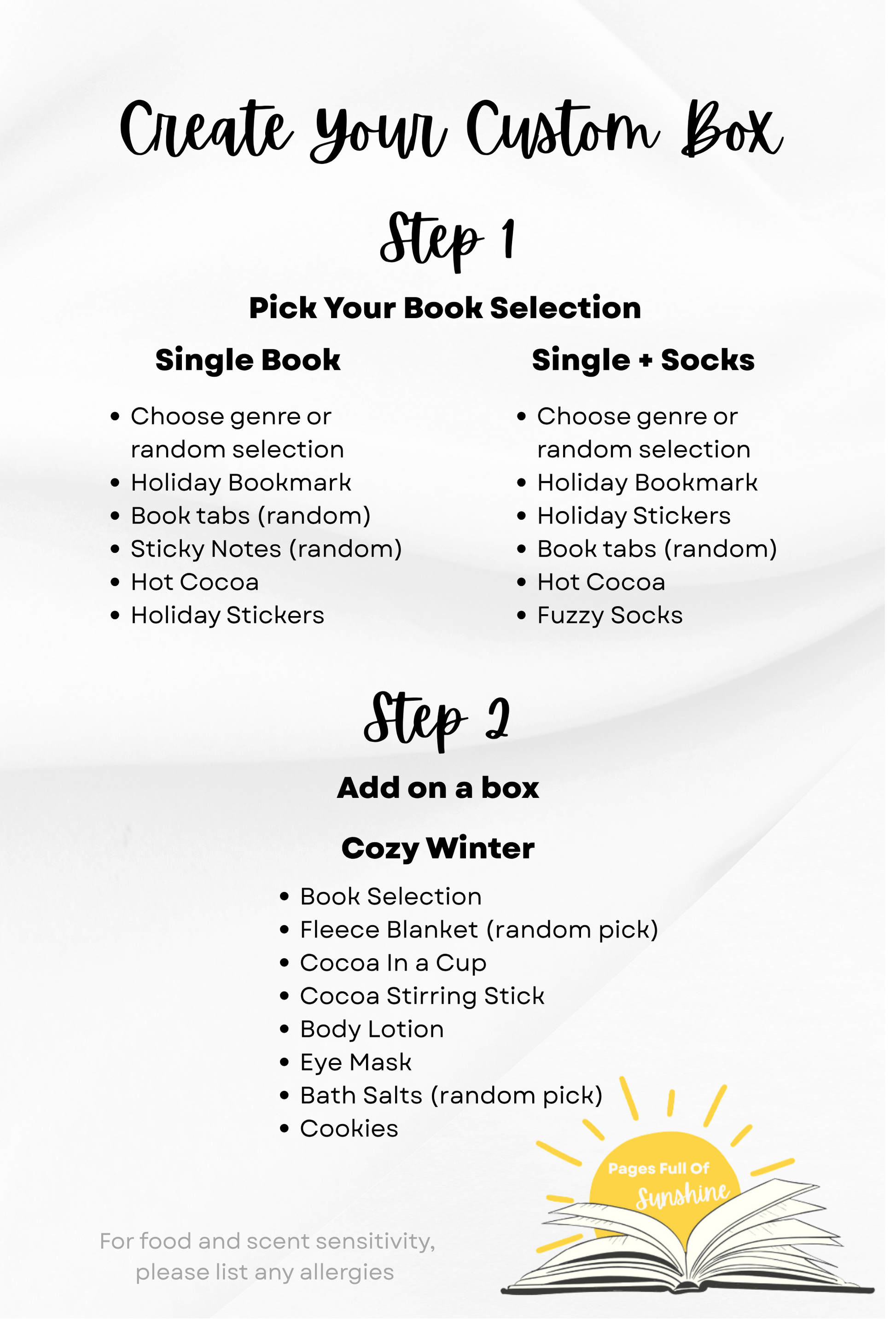 Item list for cozy winter box